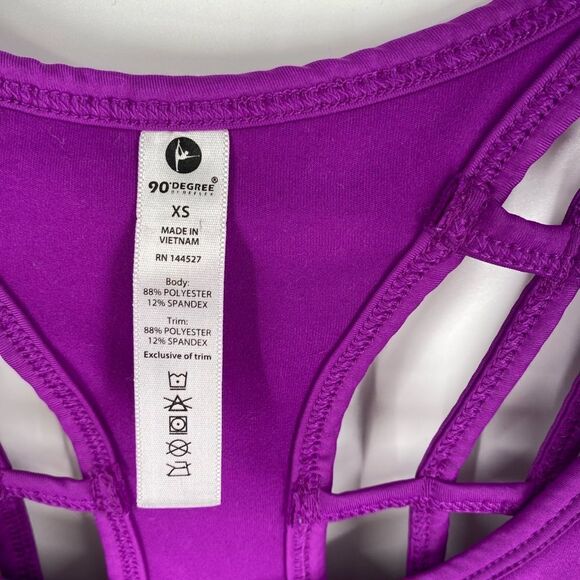 90 Degree Scoop Neck Racer Back Purple Workout Tank Top XS - Picture 2 of 3